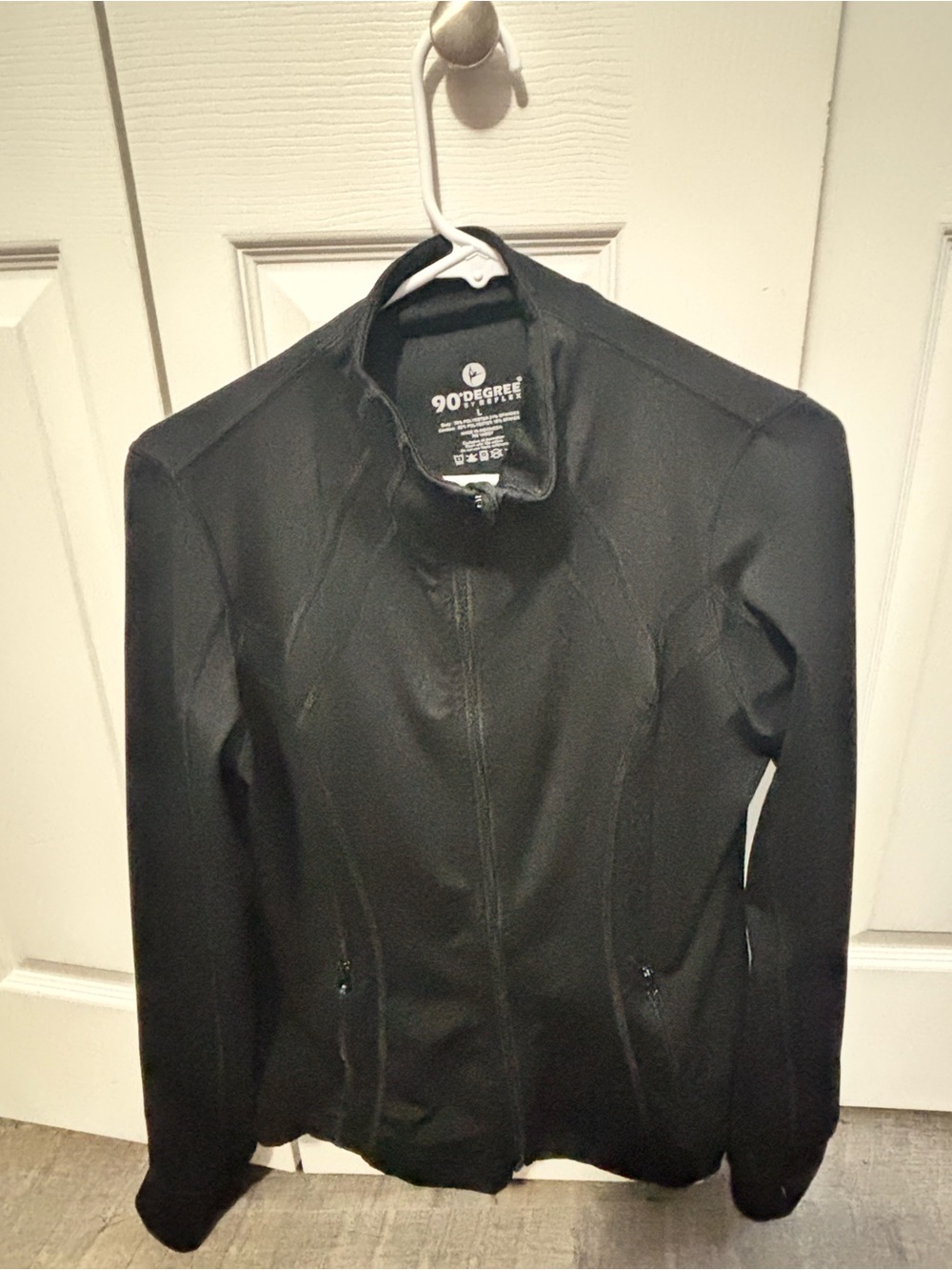90 Degree By Reflex Women’s Black Lightweight Full-Zip Bomber Jacket
